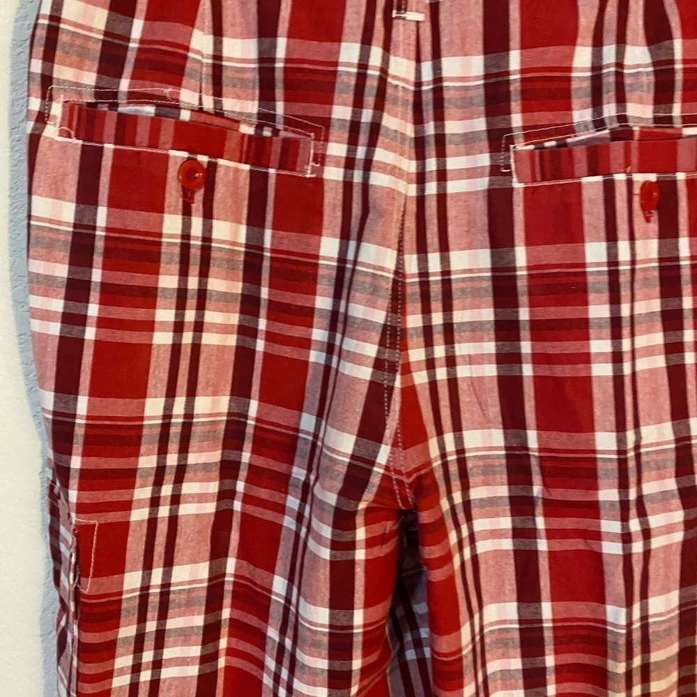 Southpole Y2K  Retro Red Plaid Bermuda Cargo Streetwear HipHop Shorts Size 40 - Picture 11 of 14